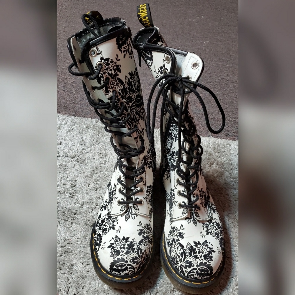Dr martens floral mid calf boots